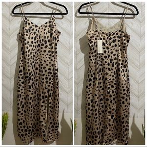 Leopard print midi dress